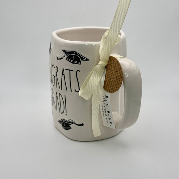 CONGRATS GRAD coffee mug with adorned graduation cap pattern by Rae Dunn - Picture 2 of 6